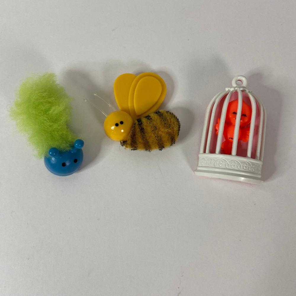 Vintage 1970s Avon Brooch Pin Lot Bumblebee Birdcage Fuzzy Blue Bug Retro Kitsch
